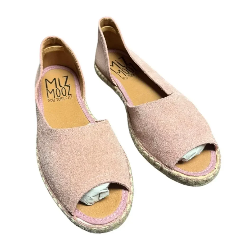 NWT Miz Mooz Cruze Pink Suede Espadrille Flats Size 38 Size 7.5-8 Made in Spain